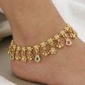 Pair of 2 Pieces Traditional Antique Gold Floral Anklet