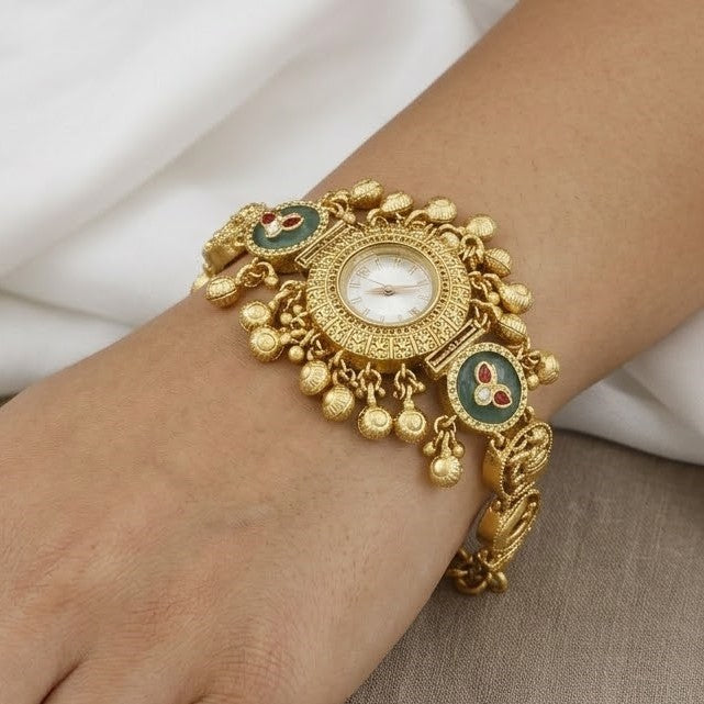 Gold-Tone Pearl Cluster Adjustable Bolo Bracelet for Women