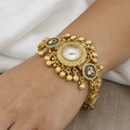 Gold-Tone Pearl Cluster Adjustable Bolo Bracelet for Women