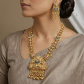 Grand Gold-Plated Peacock & Jhumki Long Necklace Set