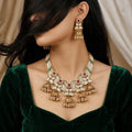 Multistrand Beaded Necklace Set with Kundan & Jhumka Earrings