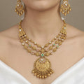 Traditional Layered Antique Gold Tone Wedding Necklace Set