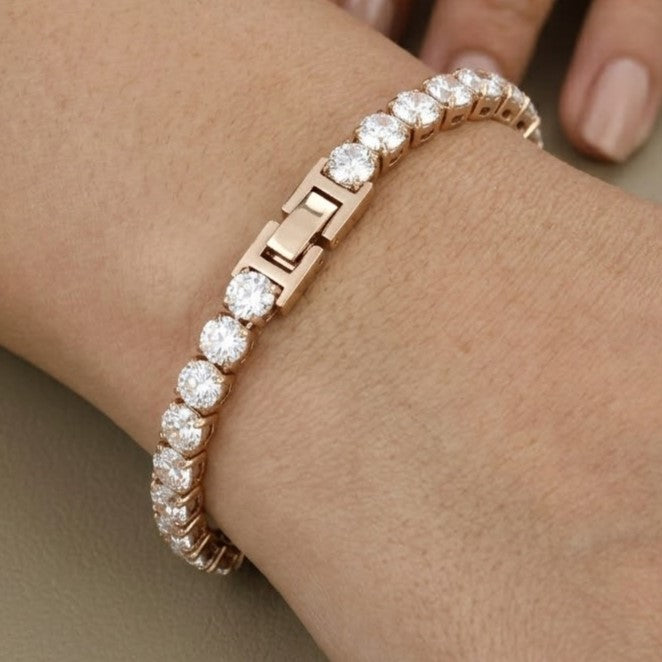 Faux Diamond Everyday Jewelry Elegant Gold Tennis Bracelet