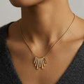 Modern Gold Geometric Bar Fringe Necklace