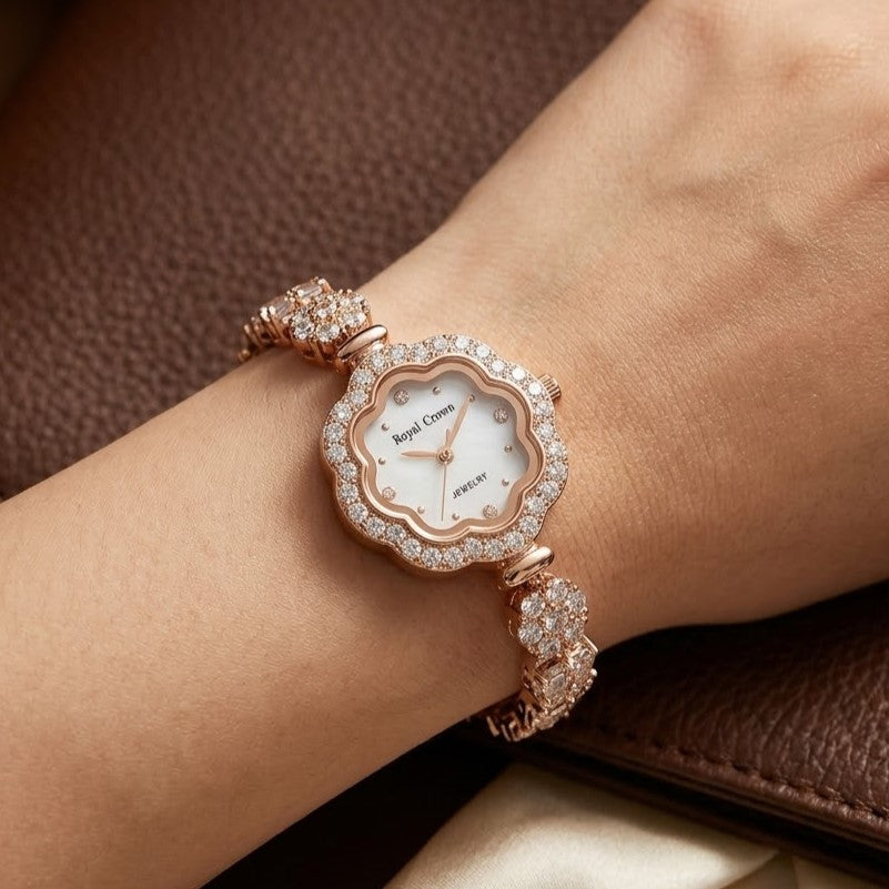 Elegant Rose Gold Floral Watch for Women