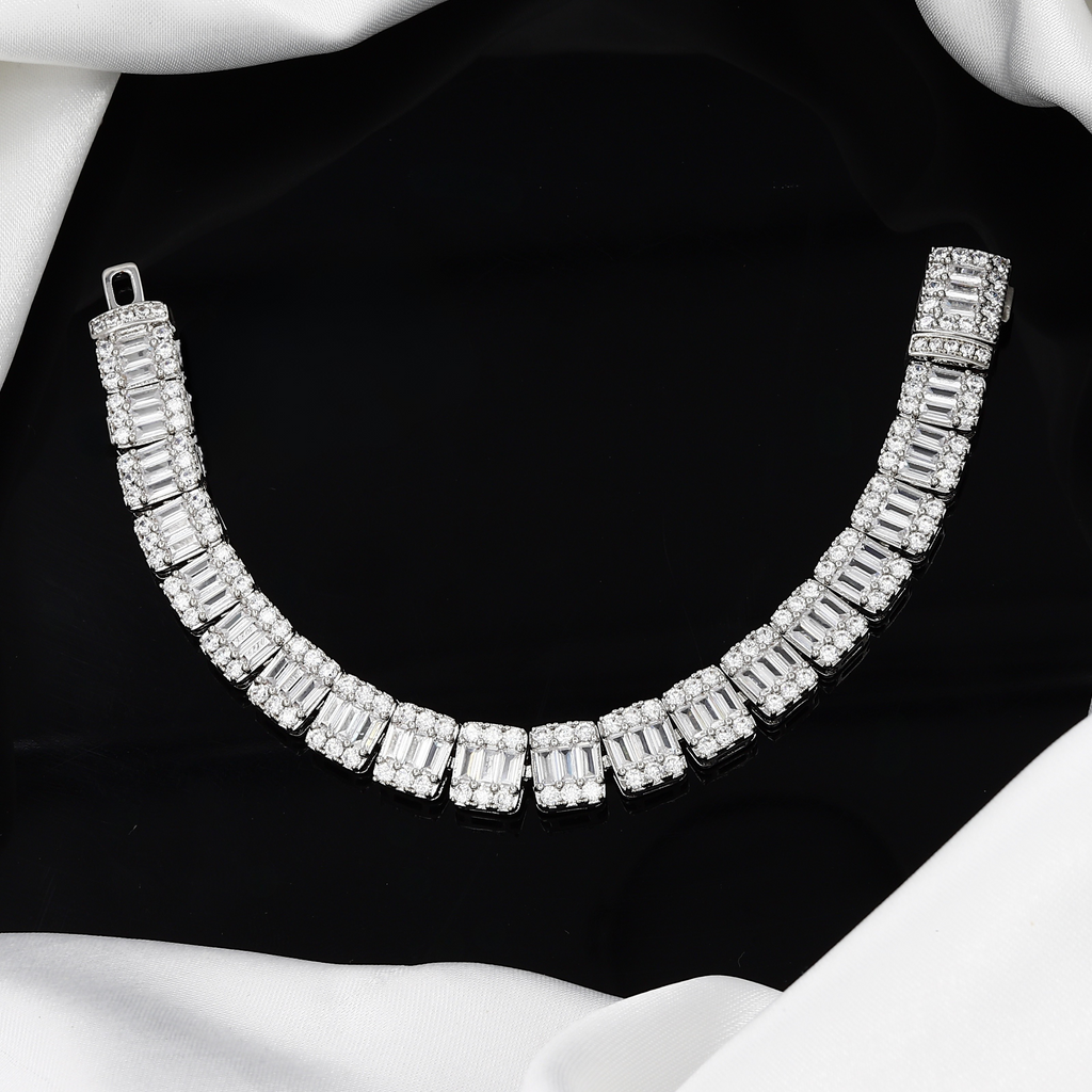 The Classic Silver Emerald Cut Diamond Tennis Bracelet