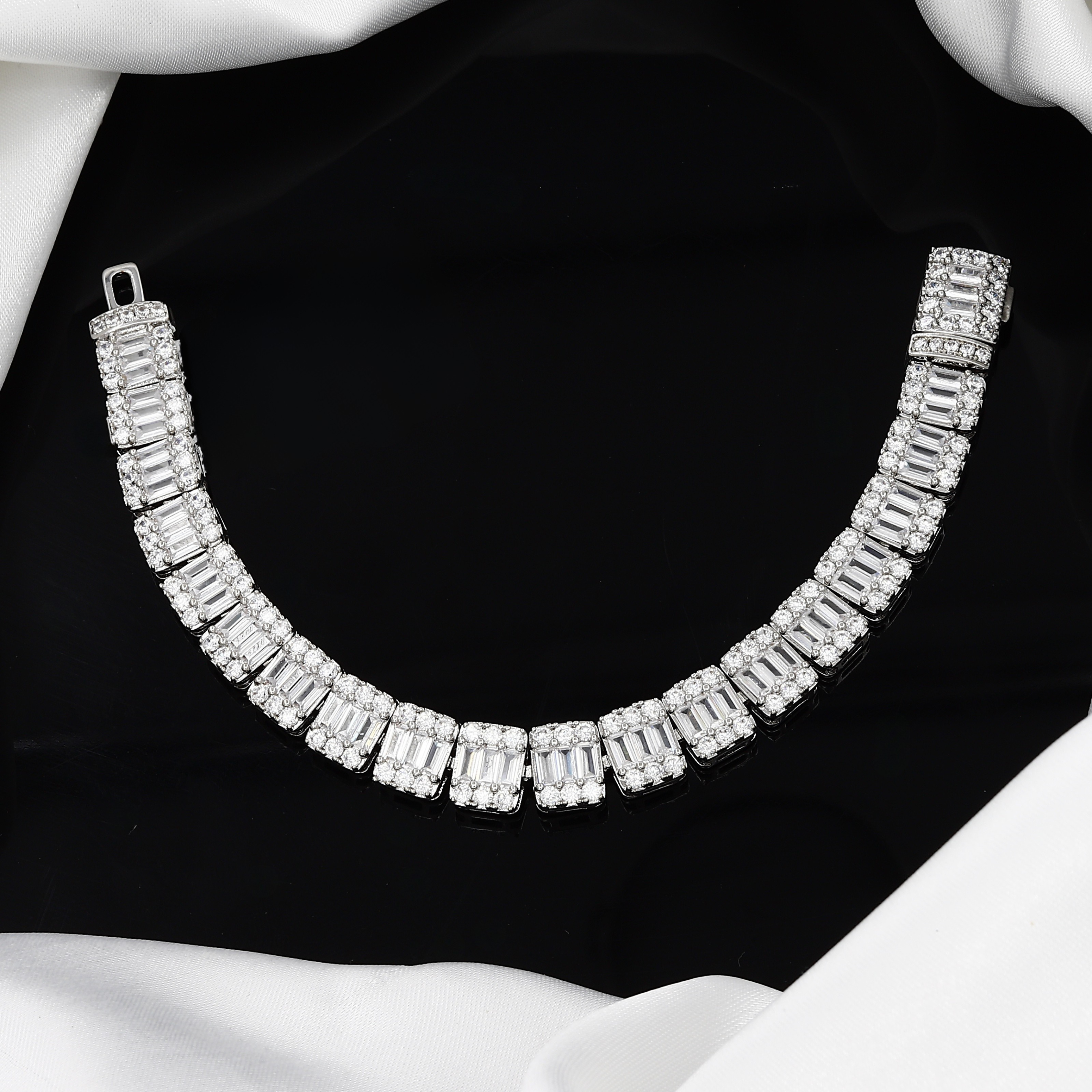 The Classic Silver Emerald Cut Diamond Tennis Bracelet