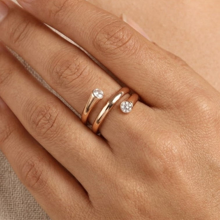 Rosegold-Tone Double Spiral Wrap Ring