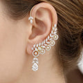 Gold Floral Vine Ear Cuffs with Teardrop Crystal