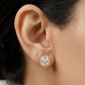 Classic Gold-Plated CZ Oval Halo Stud Earrings
